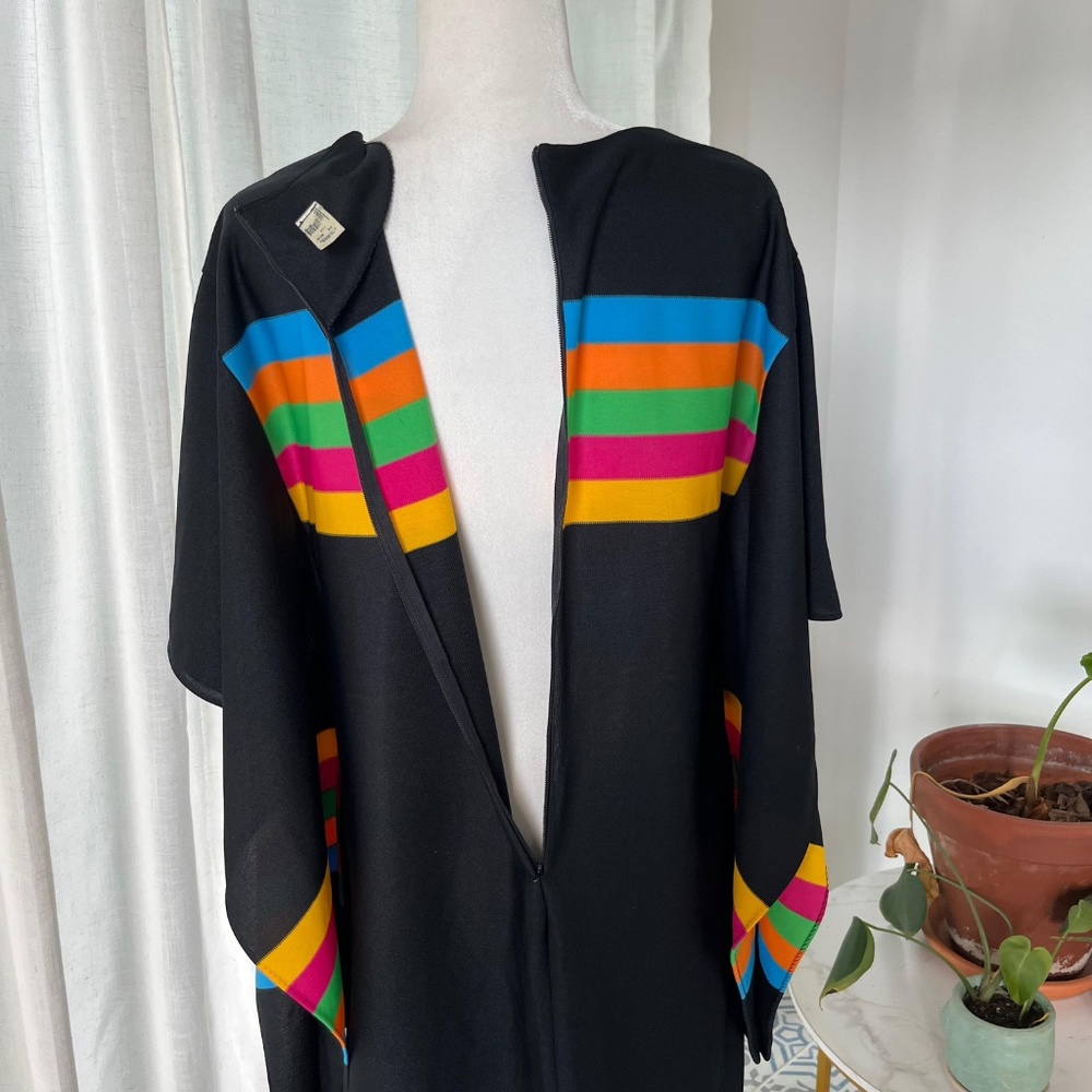 STUNNING 1970s BEVERLY VOGUE  RAINBOW KAFTAN MAXI DRESS – VINTAGE M (L) - Picture 6 of 9